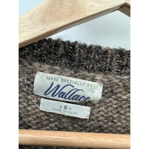 Wallace Sweater Women SMALL Brown 3/4 Sleeve Round Neck Merino Wool Alpaca Blend - Picture 5 of 9